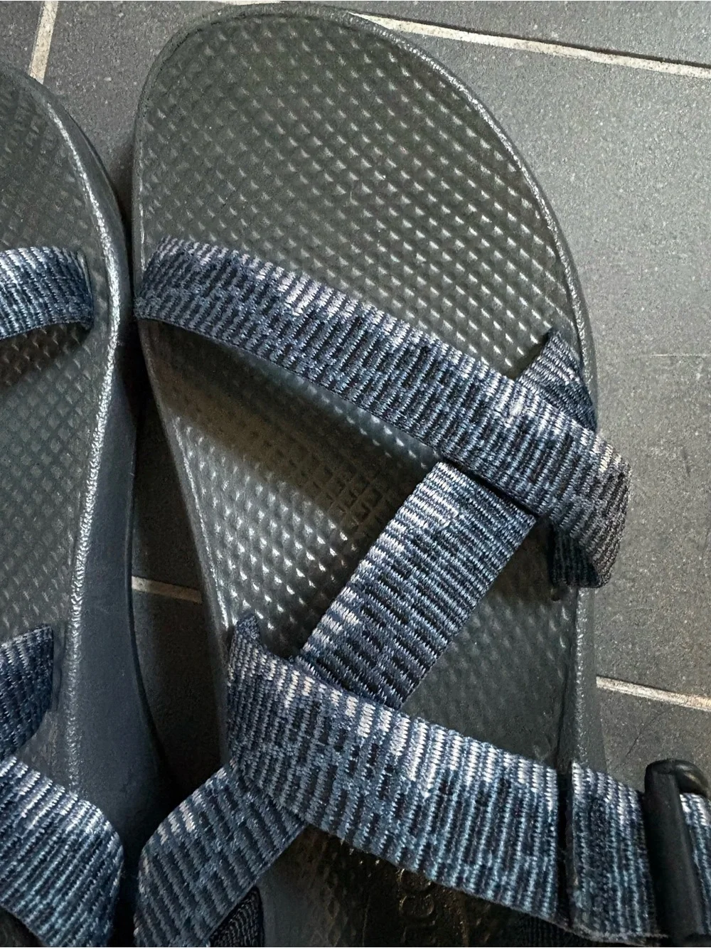 Chaco Youth Black and Gray Patterned Strap Sandals